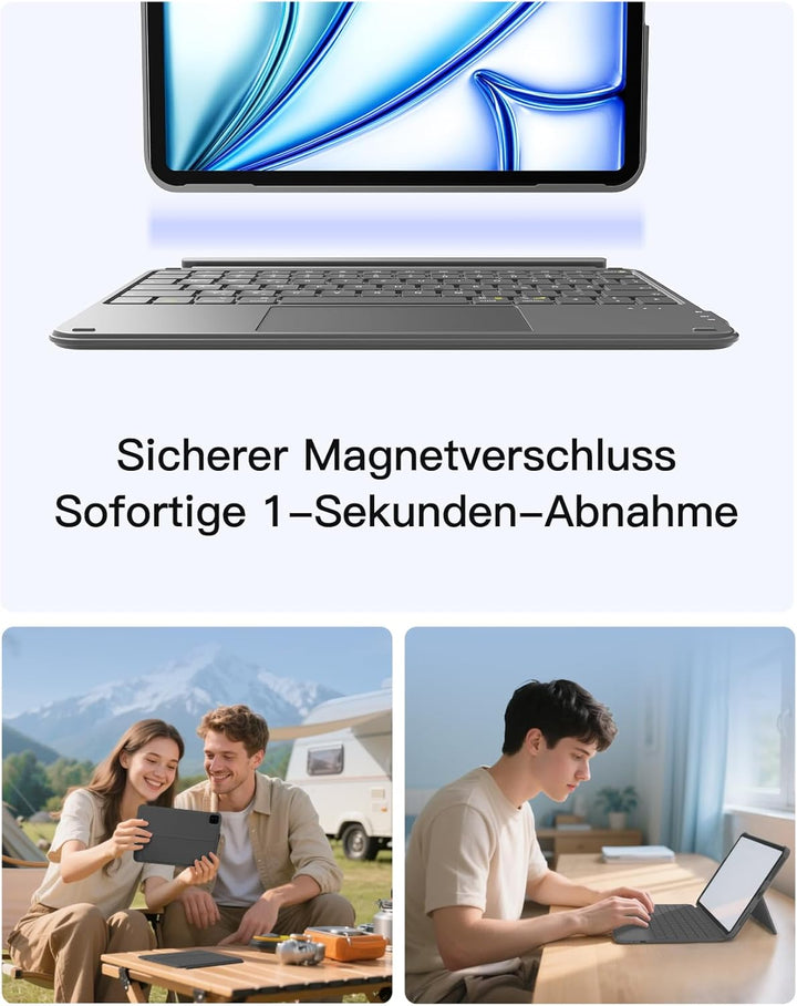 Inateck Hülle mit Tastatur, Ultraleichte Tastatur für iPad 10 Generation, iPad Air 6 11 Zoll 2024, i