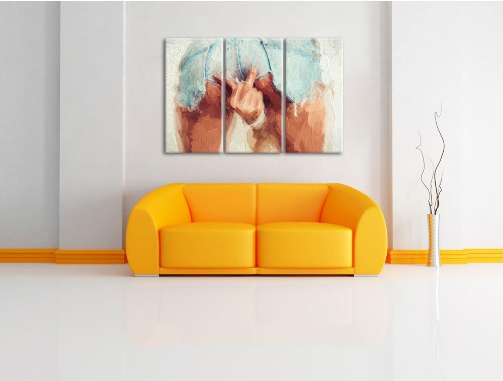 Pixxprint Frau in sexy Pose als Leinwandbild/Grösse: 3 Teilig (120x80 cm) cm/Wandbild/Kunstdruck/fer