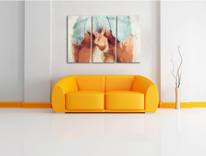 Pixxprint Frau in sexy Pose als Leinwandbild/Grösse: 3 Teilig (120x80 cm) cm/Wandbild/Kunstdruck/fer