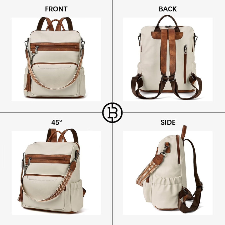 BOSTANTEN 2 Pieces Leder Rucksack Damen Freizeitrucksack Reise Handtasche Rucksackhandtasche Tagesru