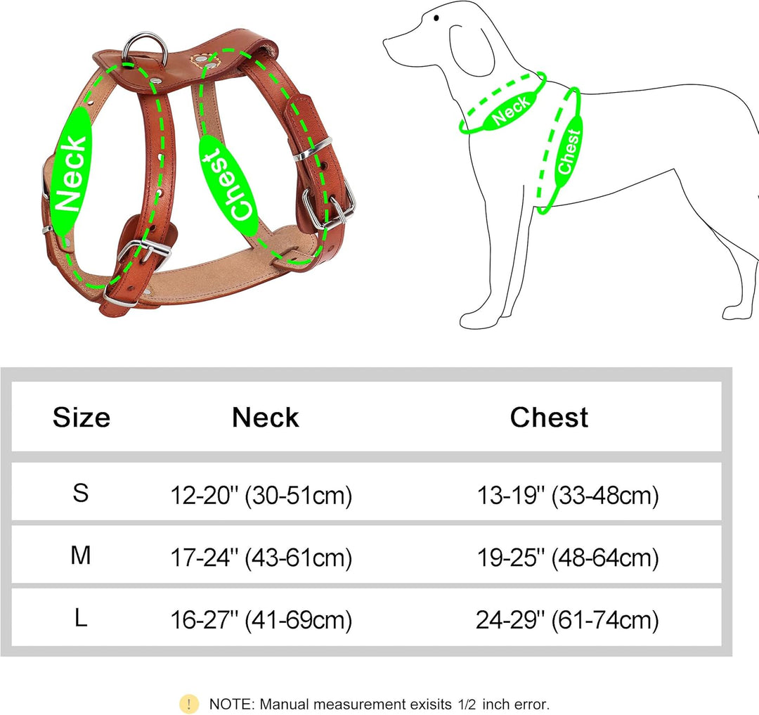 Beirui Hundegeschirr aus echtem Leder, kein Entkommen für kleine und mittelgrosse Hunde, Haustier-Tr