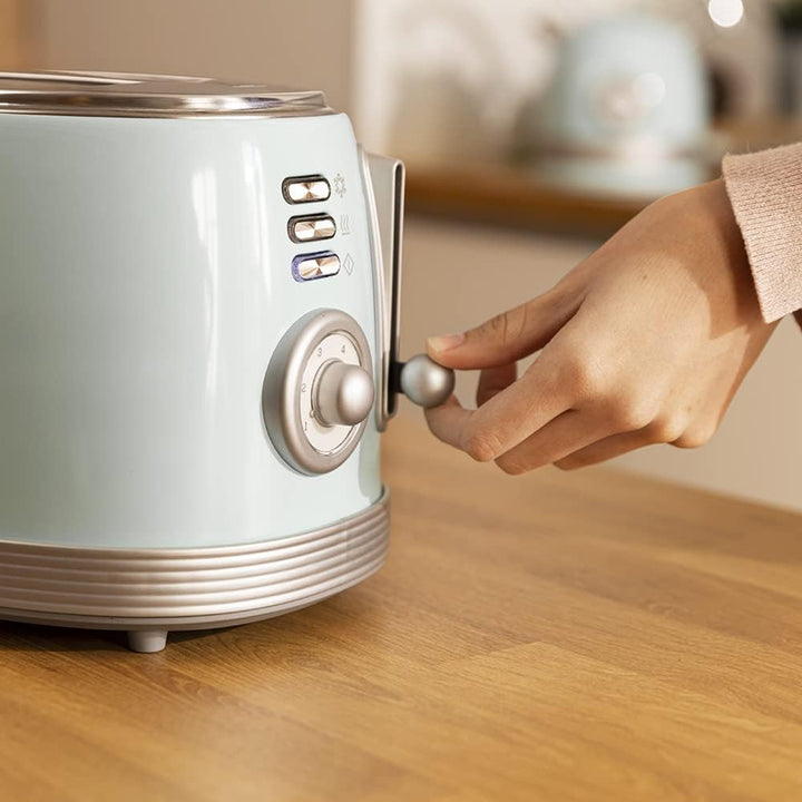 Cecotec Toast&Taste 800 Vintage Light Blue, 850 W, Doppelschlitz, extra breit, 3,8 cm, 2 Toaster, Ed