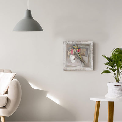 GraduationMall Weiss 20x20cm 3D Bilderrahmen Tief Objektrahmen Schaukasten Türvitrine Retro Weiss,Ge