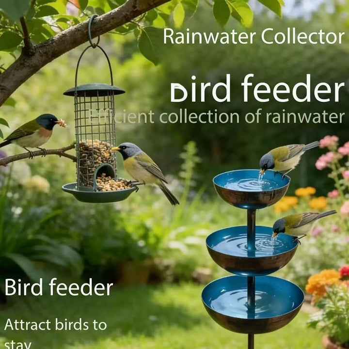 Regenfänger Gartensteckervogeltränke Rost Gartenstecker Metall Gartendeko für Draussen Insektentränk