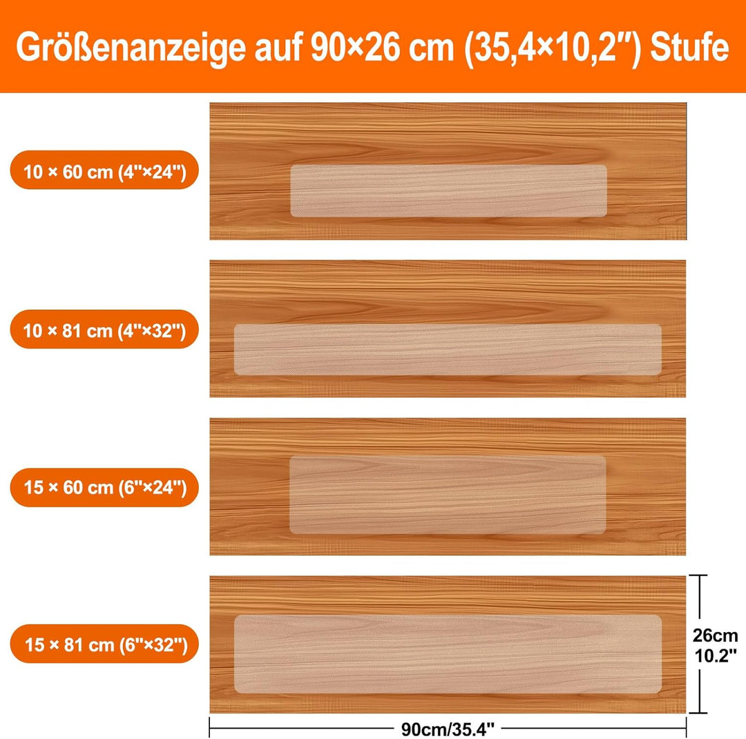 Spurtar 15 x 60 cm Treppenstufen Matten Antirutschmatte, 15 Stück Transparent Stufenmatten Innen rut