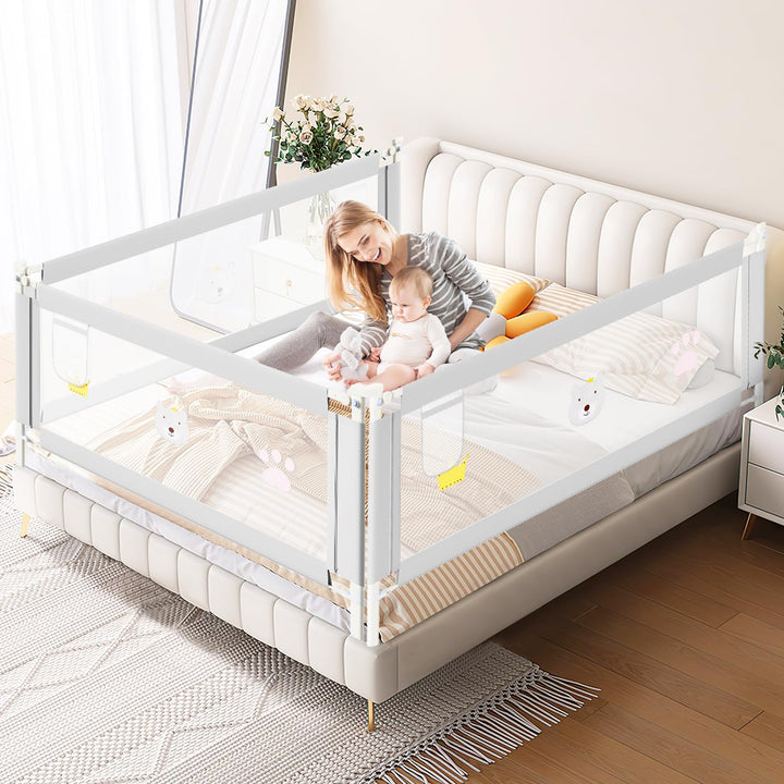 Ikodm Bettgitter Rausfallschutz 200CMx2+180CMx1 Bettschutzgitter Kinderbettgitter Boxspringbett, Kin