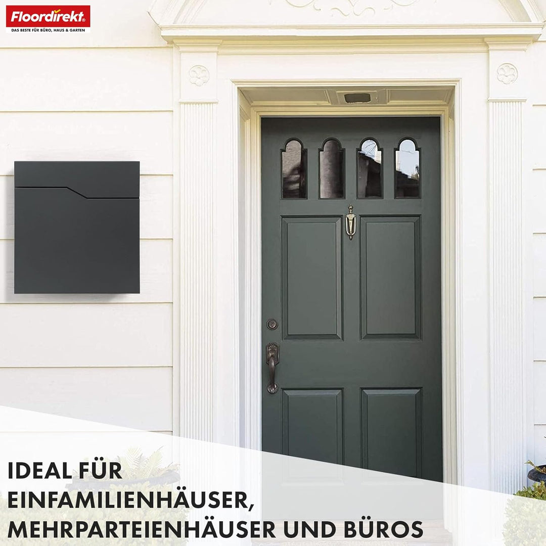 Floordirekt Moderner Briefkasten, mit Zeitungshalter, Deckel, abschliessbar mit Zeitungsfach und gro