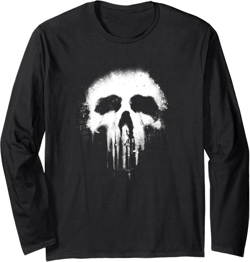 Marvel The Punisher Scary Grungy Skull Logo Langarmshirt