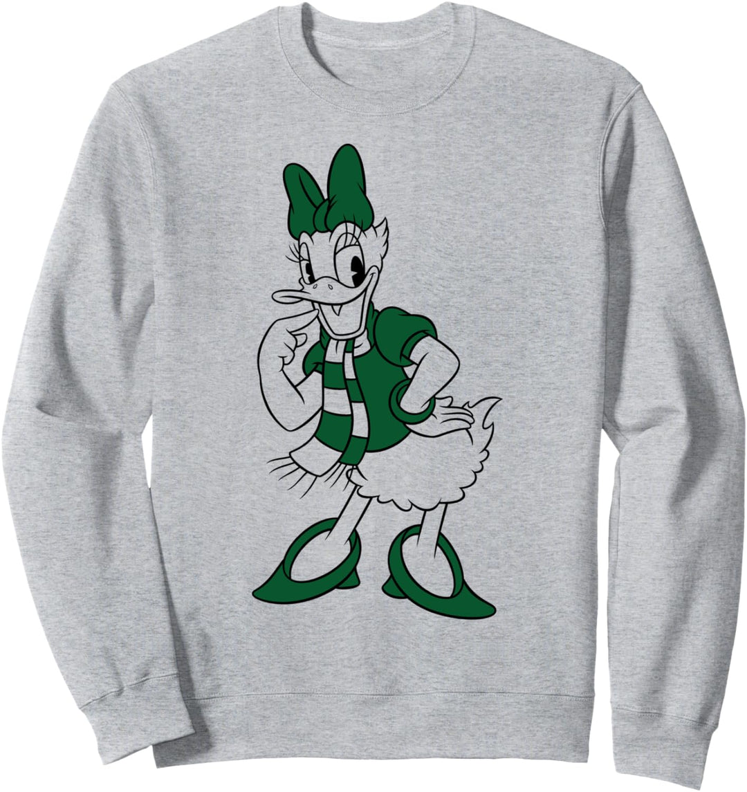 Disney Mickey And Friends Christmas Daisy Green Winter Wear Sweatshirt