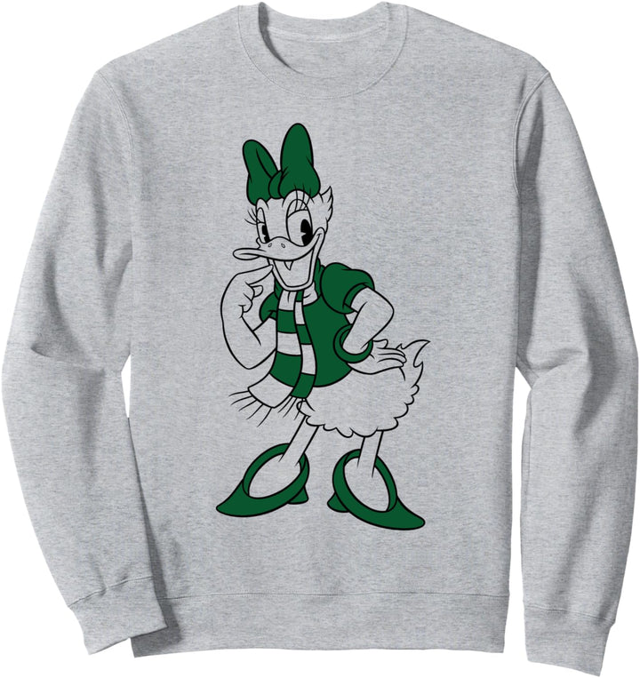 Disney Mickey And Friends Christmas Daisy Green Winter Wear Sweatshirt