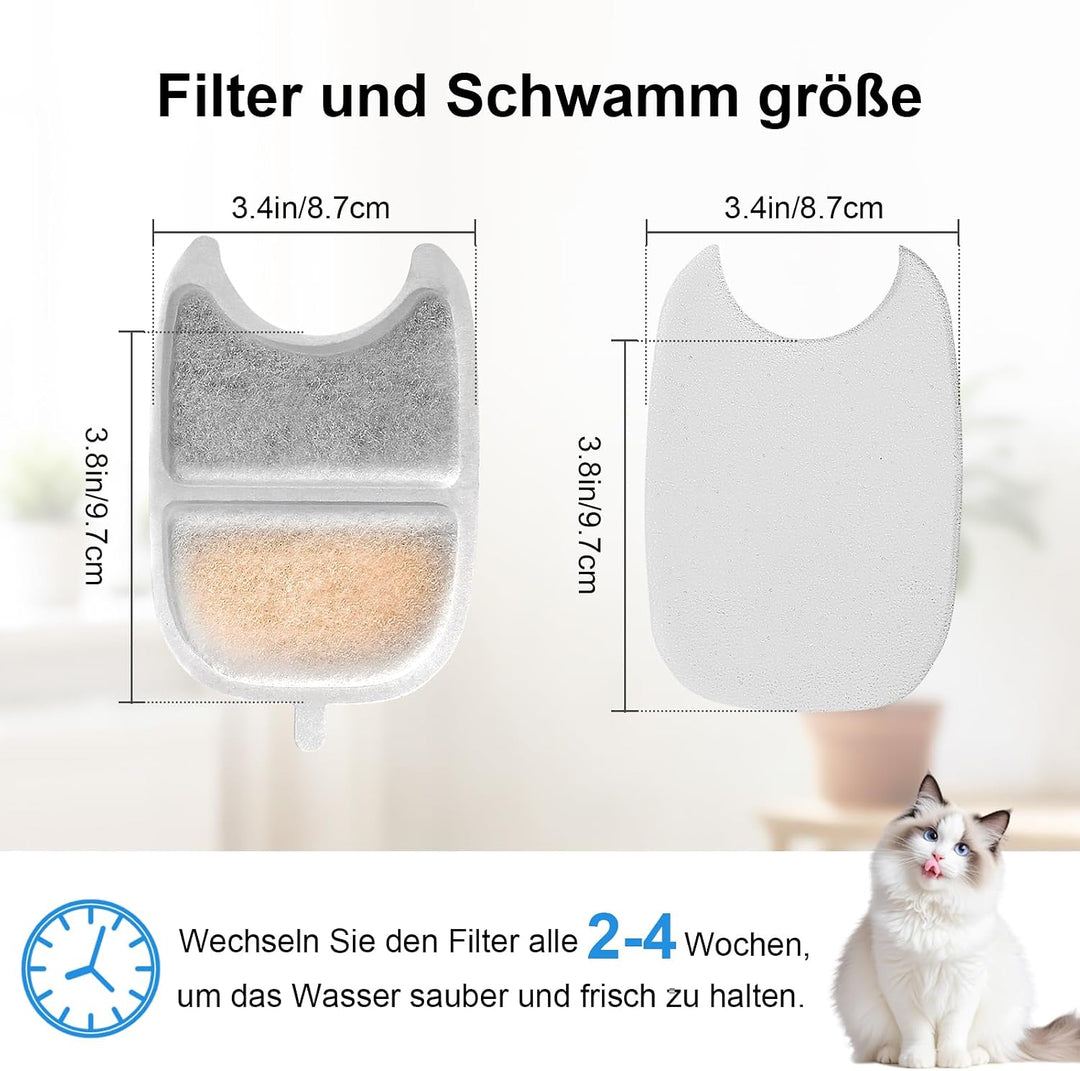 Katzenbrunnen Filter,24 Stück Ersatzfilter, 12 Stück Filter + 12 Stück Schaumstofffilter mit Harz un