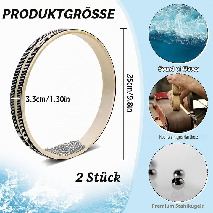 Wellentrommel 2 Stück, Ozeantromme, Trommel Ocean Drum mit Hartholzschale Stahlkugeln Musikinstrumen