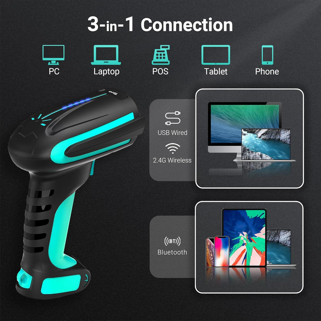 Tera Pro 3 in 1 Extreme Leistung Barcodescanner Kabellos QR 2D 1D Bluetooth Kabellos 2,4G & Kabelgeb