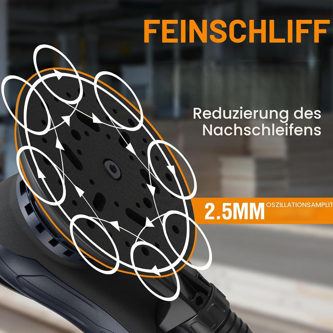MAXXT Exzenterschleifer, 150 mm (6 Zoll), bürstenloser Motor, 230 V, 2,5 mm Exzenterhub, Schleif- un
