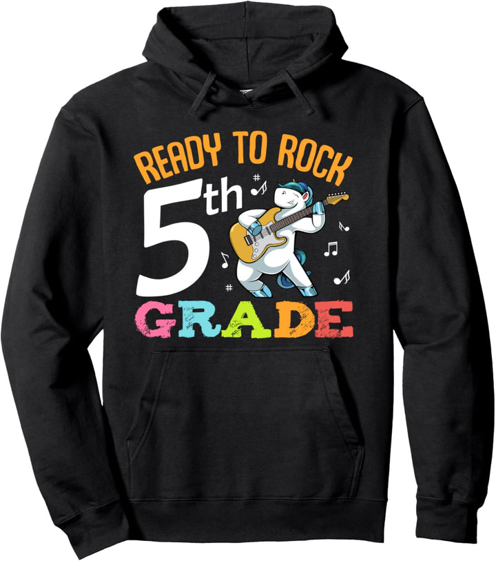 Ready To Rock 5th Grade 5. Klasse Schulbeginn Einhorn Schule Pullover Hoodie