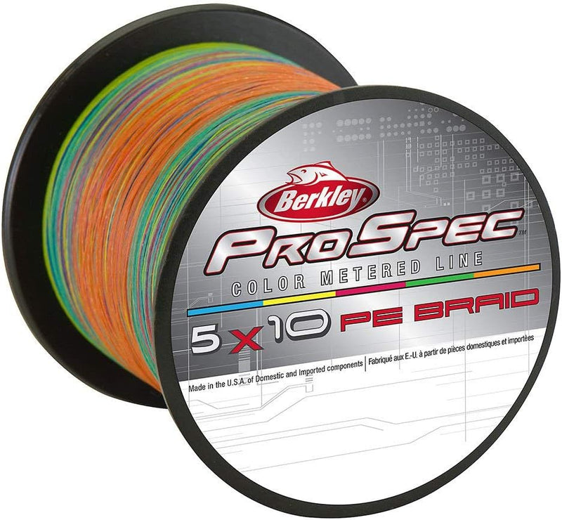 Berkley Pro Spec mehrfarbige geflochtene Angelschnur – 100 % Dyneema-Geflecht mit 5 abwechselnden Fa