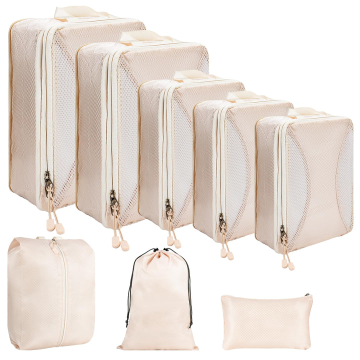 Koffer Organizer Set Kompression 8-teilig – Platzsparende Packwürfel mit Doppelreissverschluss – Was