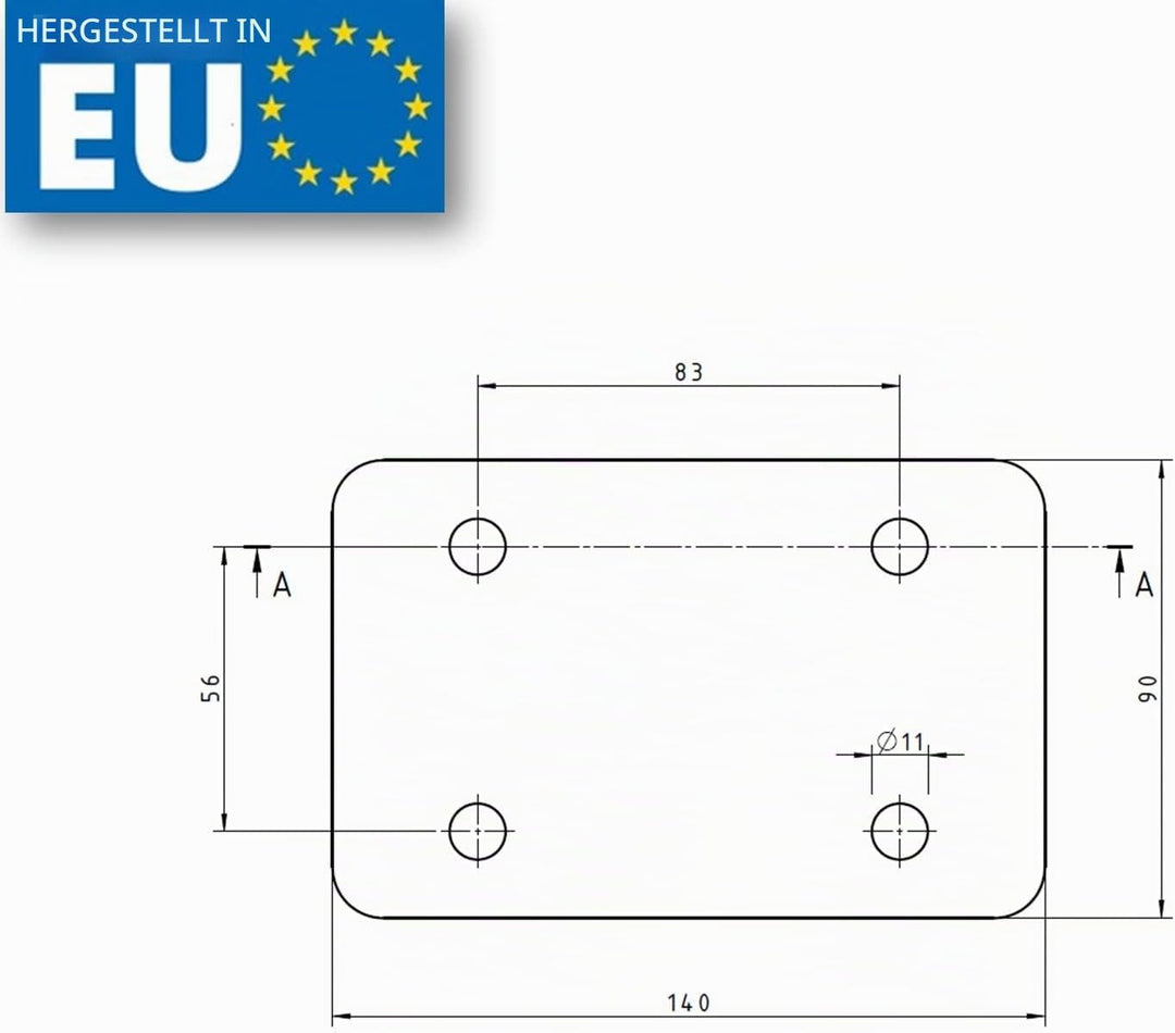 XIMPLIO Anhängerkupplung Verlängerung 125 mm Hakenverlängerung Adapter für AHK-Anschraubplatte Flans
