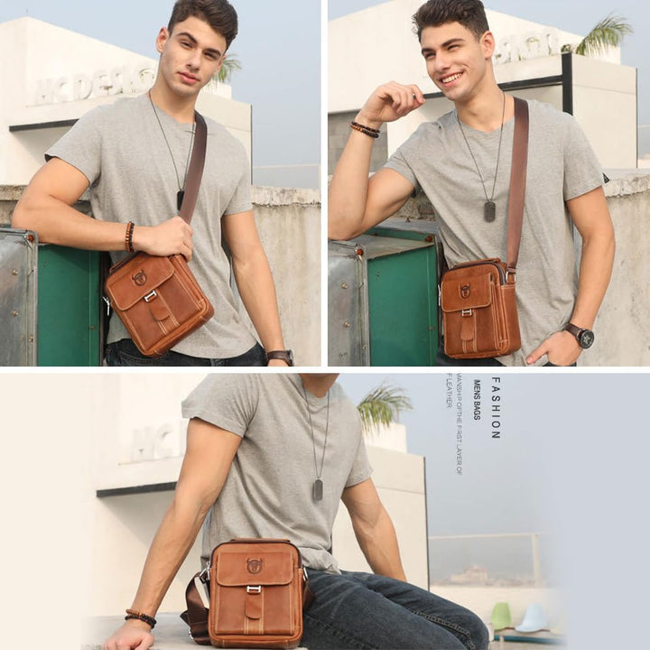 Echtes Leder Klein Umhängetasche Herren Tasche Reisen Mini Schultertasche Handytasche Männer Wasserd