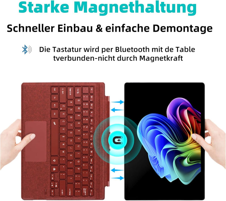 Deutsche QWERTZ Layout Tastatur für Microsoft Surface Pro 11/10 / 9/8 / X, 13 Zoll - Ultraflaches, b