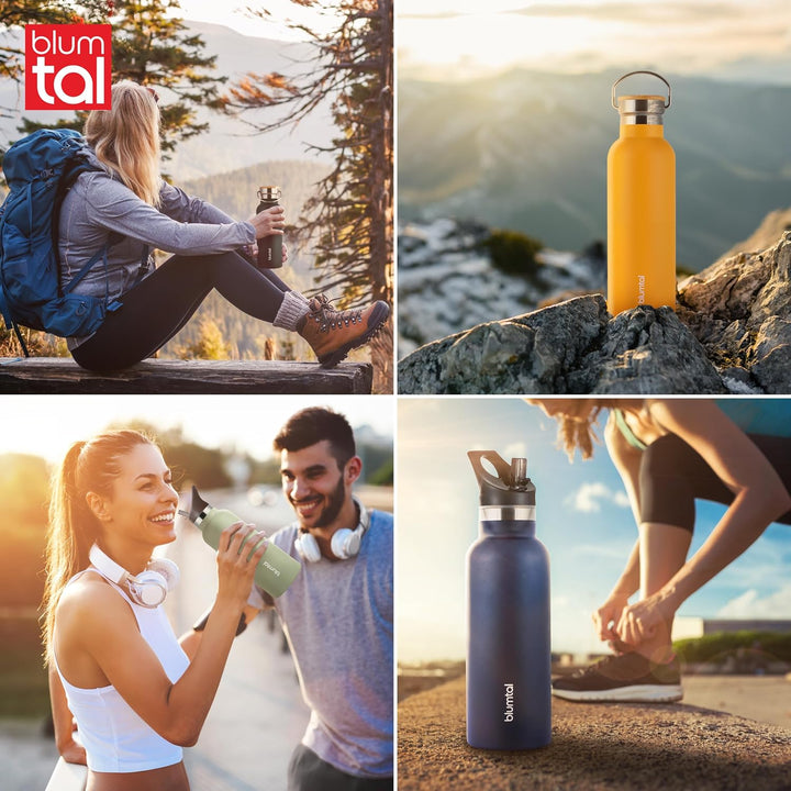Blumtal Thermosflasche 750ml - doppelwandige Trinkflasche Edelstahl 750ml - Isolierflasche BPA frei