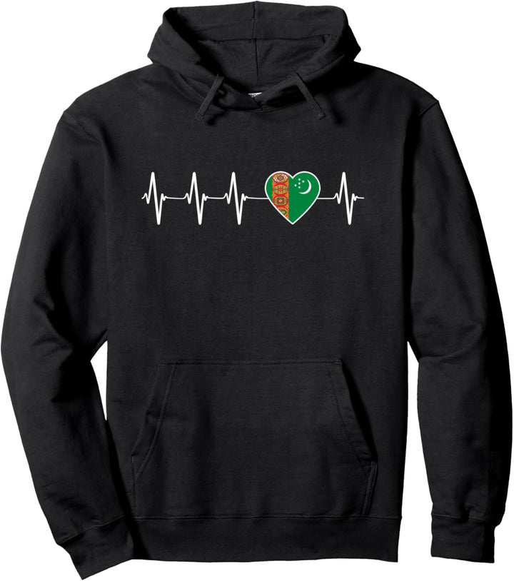 Turkmenische Heartbeat I Love Turkmenistan Flagge Geschenk Pullover Hoodie