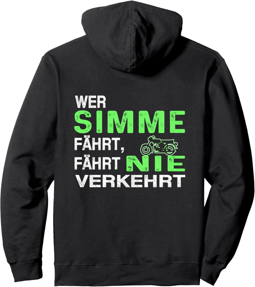 "Wer Simme fährt fährt nie verkehrt" ddr Fahrzeuge Moped Pullover Hoodie