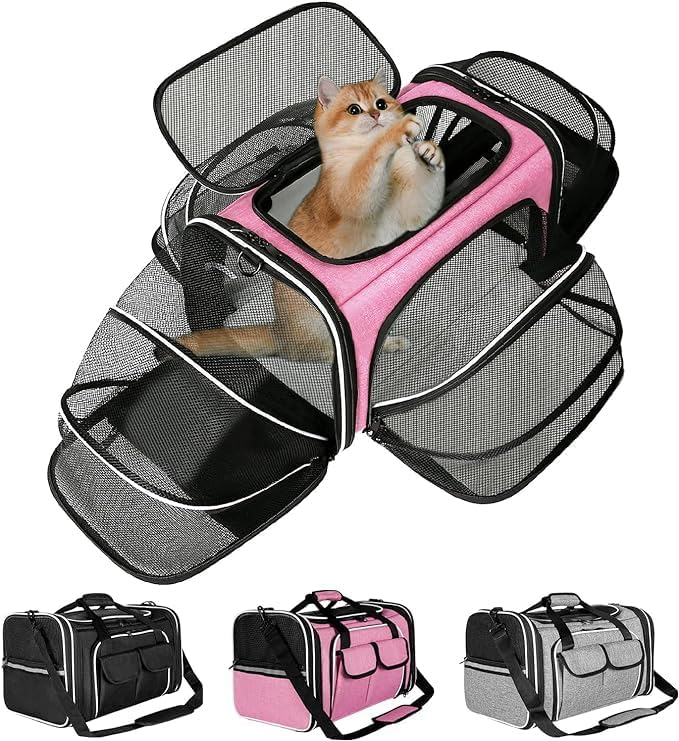 Estarer Haustiertasche Haustierträger für Katze und Kleine Hunde im Auto, Fugzeug oder in der Bahn,
