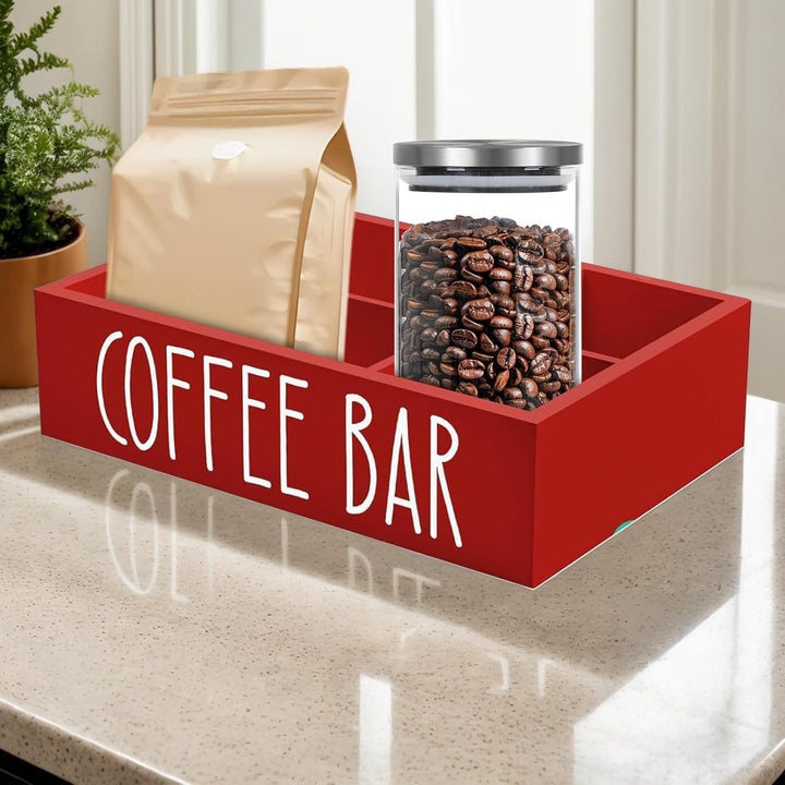 Gewürz-Aufbewahrungsbox mit herausnehmbaren Regalen, Kaffeestations-Organizer für Tee, Tassen und Zu