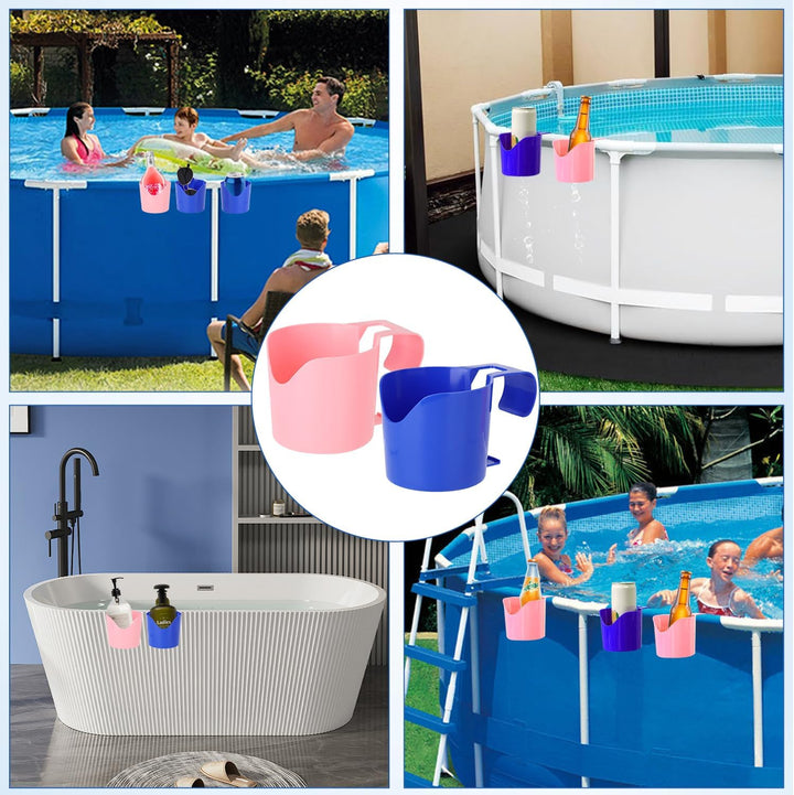 4 Stück Pool Getränkehalter Poolrand, Pool Becherhalter Kunststoff, Flaschenhalter Poolrand, Pool Zu