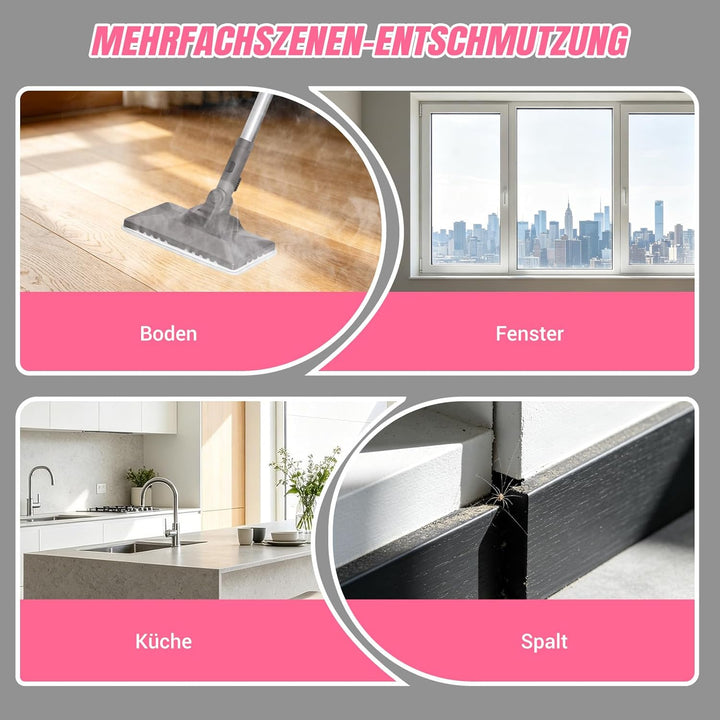 2000W Dampfreiniger, 4,5-5 Bar Hochdruck Dampfmopp mit 1,9L Grosstank (1,6L Empfüllmenge) & 40 Min D