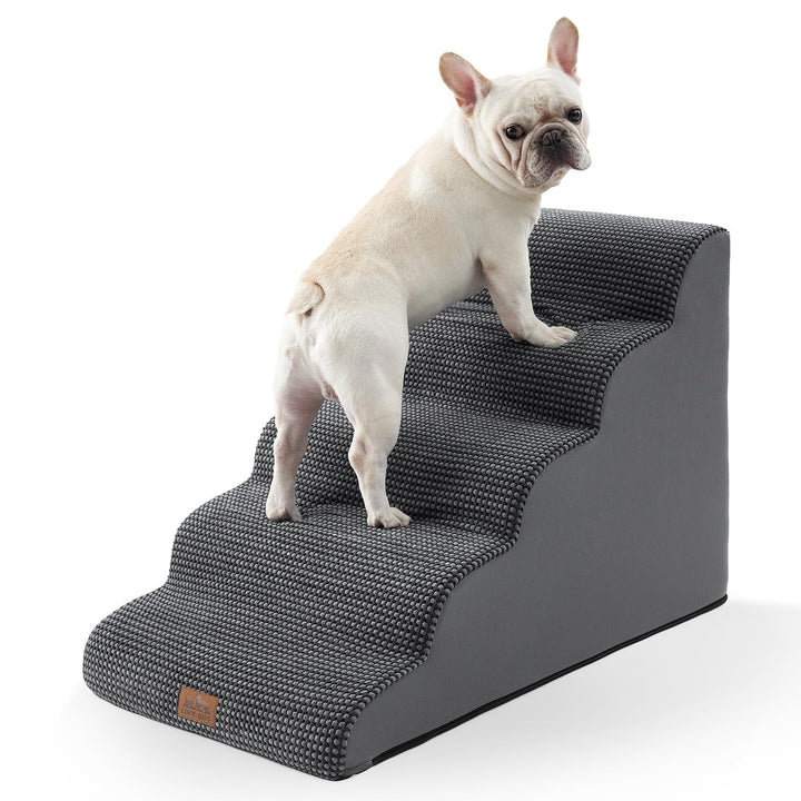 Breite Hundetreppe, kleine Haustiertreppe mit auslaufsicherer Abdeckung (Schwarz und Grau, 83x50x57c