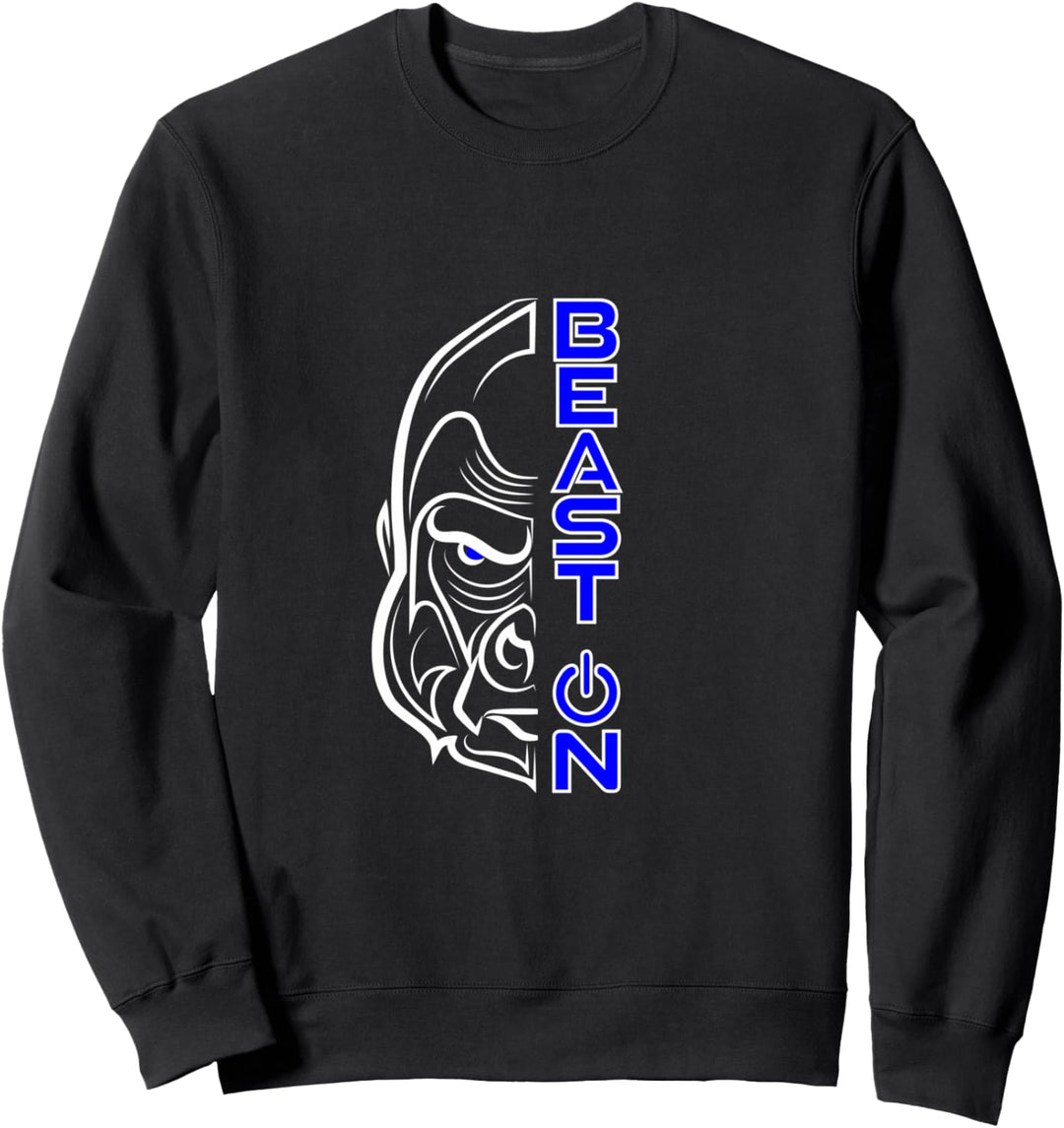 Gorilla Kopf Beast ON Blau Gym Fitness Training Bodybuilding Sweatshirt