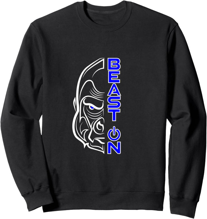Gorilla Kopf Beast ON Blau Gym Fitness Training Bodybuilding Sweatshirt