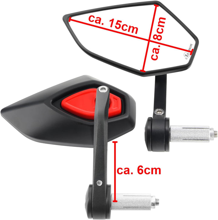 Area1 universal Motorrad Lenkerendenspiegel Rückspiegel Paar e-geprüft kompatibel mit Duke SMC/R MT0