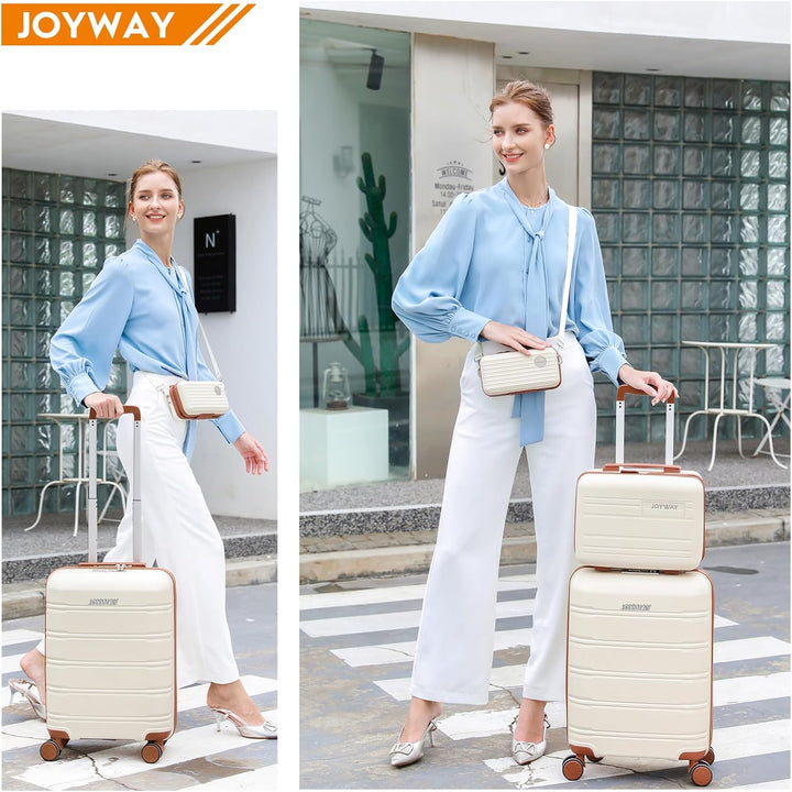 Joyway Kofferset 3 Teilig Hartschale mit 4 Rollen und TSA-Schloss Der Gepäcksets Enthält 1 Kosmetikk