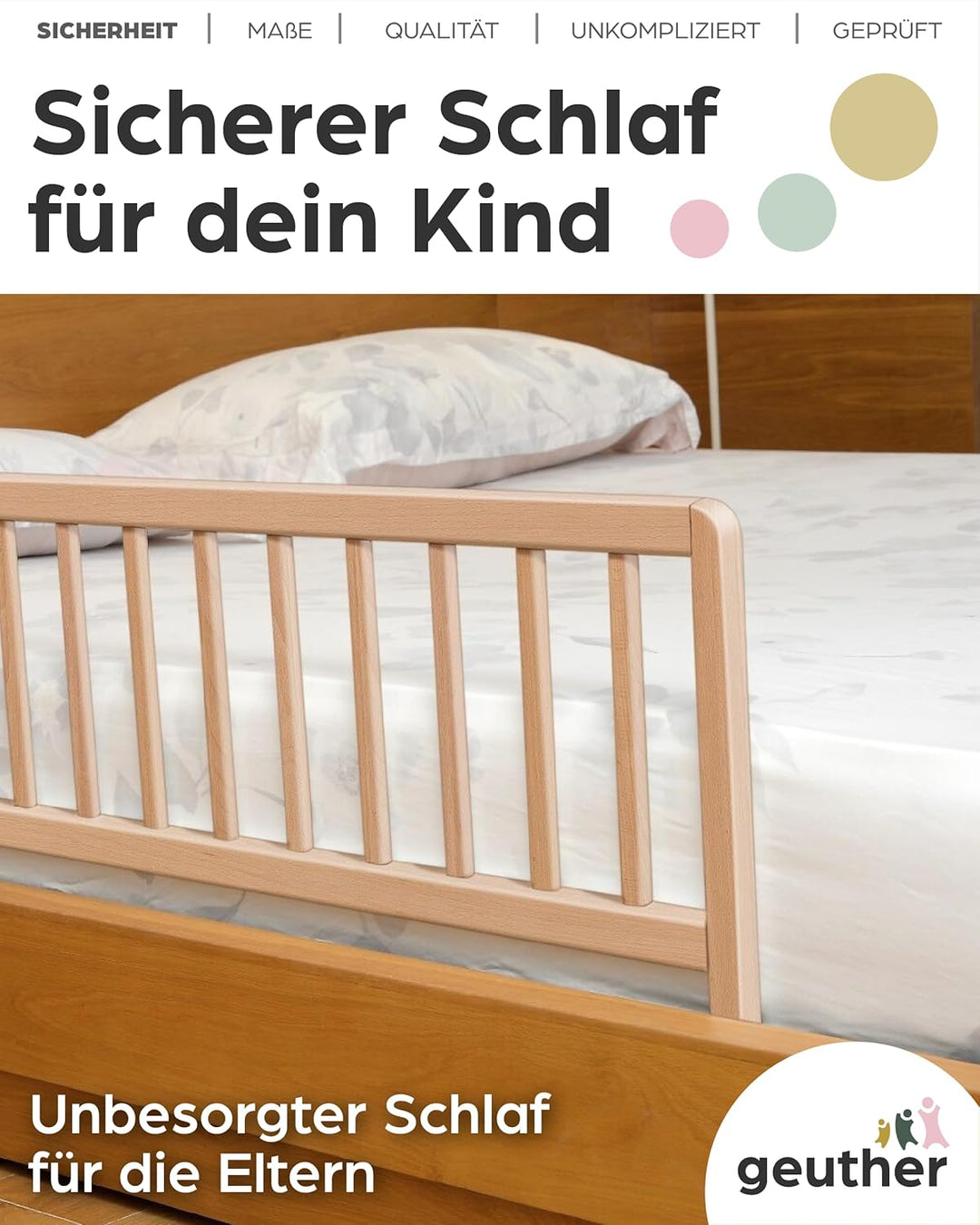 Geuther Bettschutzgitter in 90 und 140 cm, Farbe Natur, Grösse 90 cm Natur 90