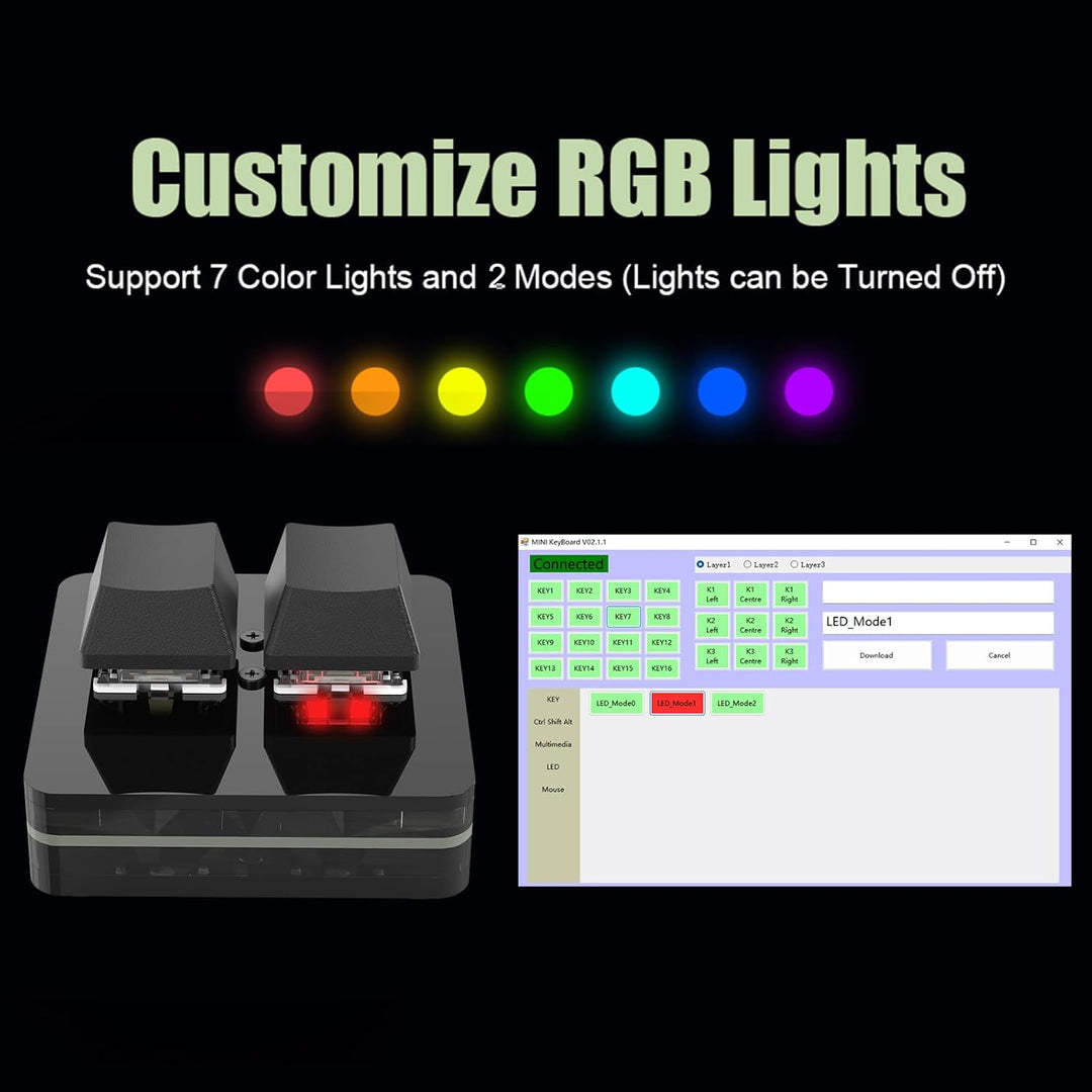 2 Tasten Mini Tastatur - Custom Keypad - Mechanische RGB Gaming Tastatur, Programmierbar, Makro, Ben