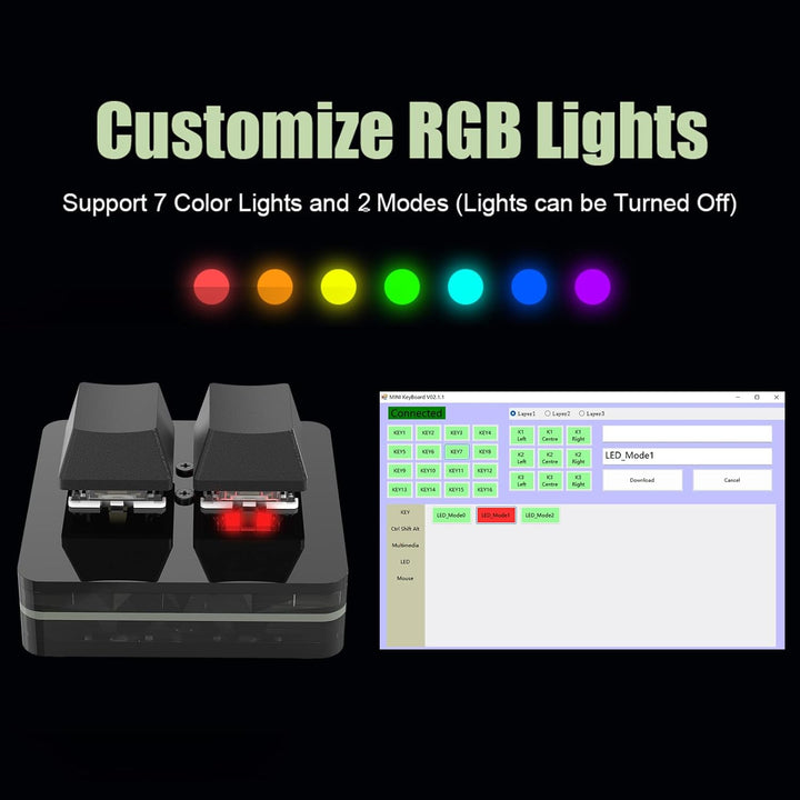 2 Tasten Mini Tastatur - Custom Keypad - Mechanische RGB Gaming Tastatur, Programmierbar, Makro, Ben