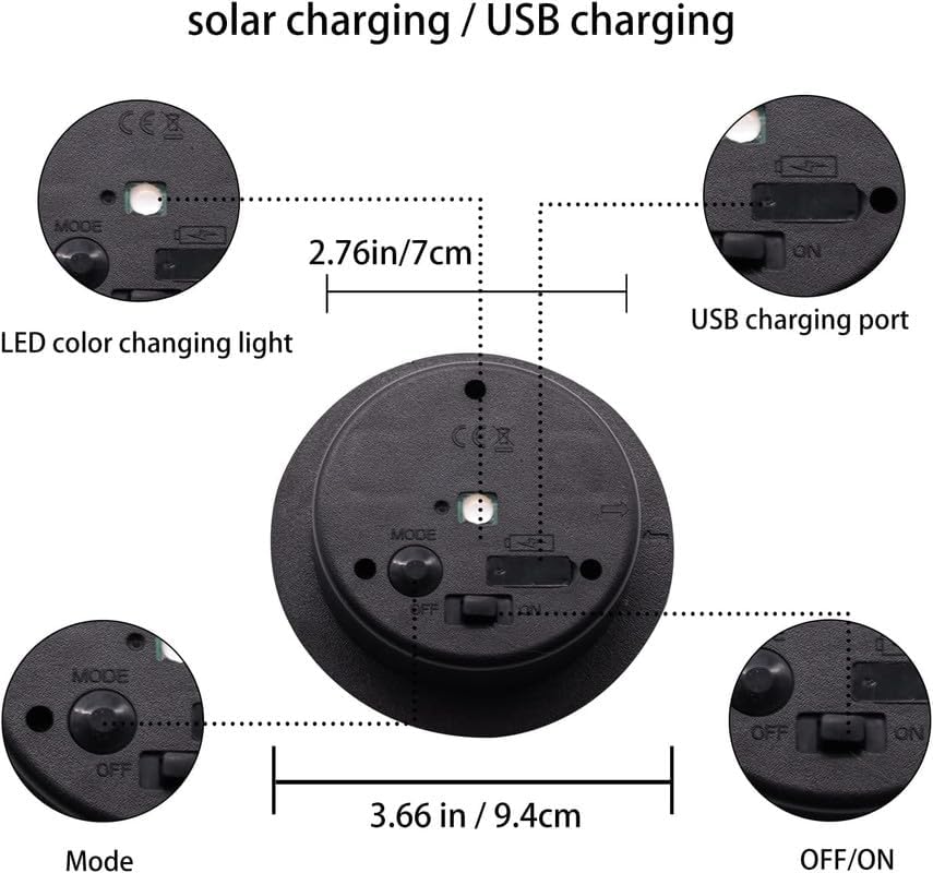 YJFWAL Ersatzteile für Solarleuchten, 8 Farben optional, 9,5 cm Durchmesser, 10 Lumen, LED Laternen,