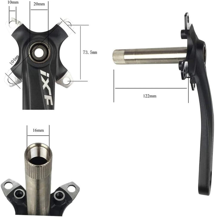 PLATTBK MTB 170 mm Kurbelgarnitur mit 104 BCD 32T/34T/36T/38T Kettenblatt, Kurbelgarnituren Single S