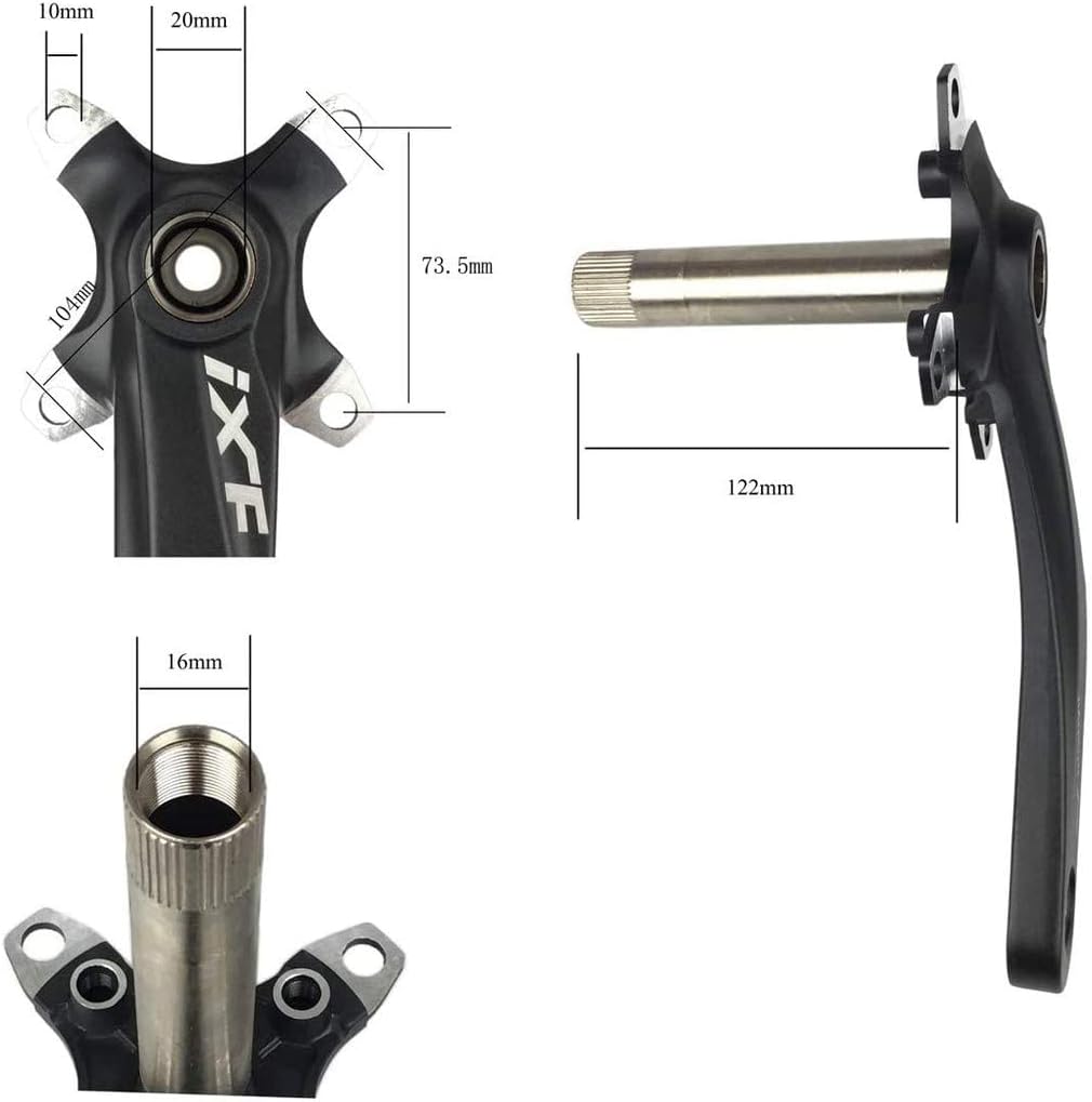 PLATTBK MTB 170 mm Kurbelgarnitur mit 104 BCD 32T/34T/36T/38T Kettenblatt, Kurbelgarnituren Single S
