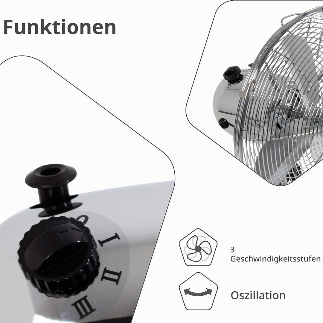 SUNTEC Tischventilator CoolBreeze 3000 - Leise 30 cm, 35 Watt | Tisch Ventilator 3 Stufen, Tragbar |