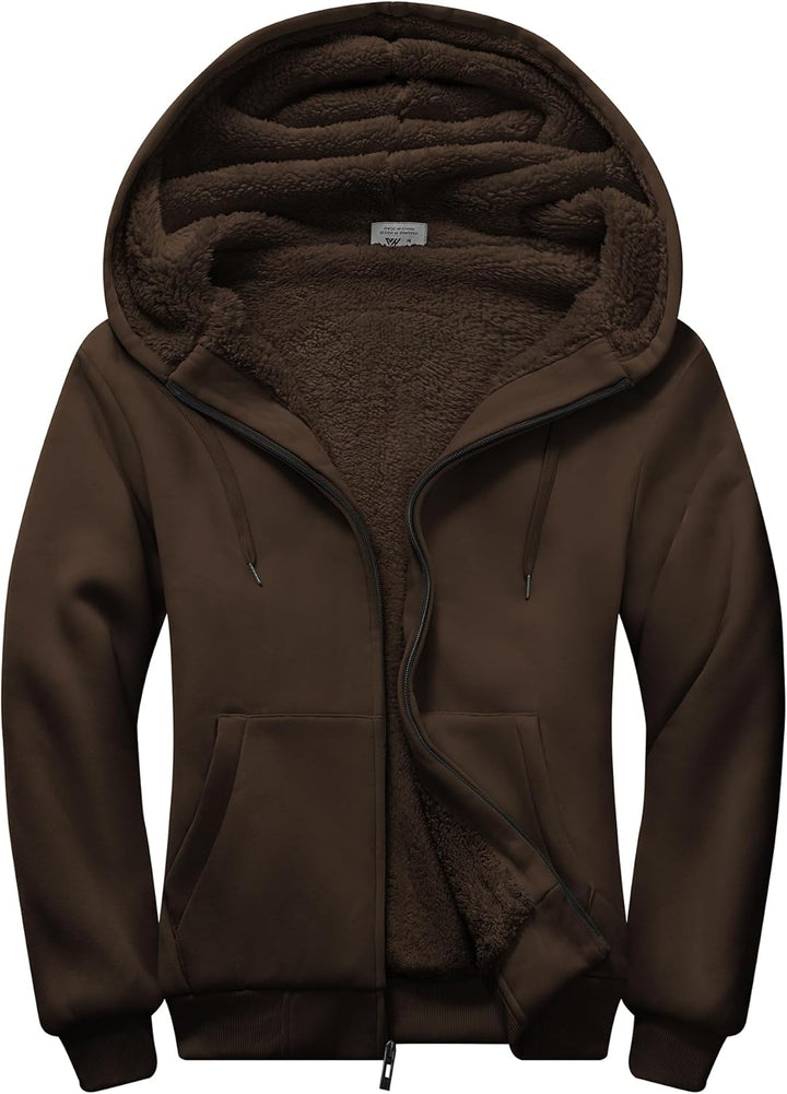 JACKETOWN Herren Sweatshirt Gefüttert Hoodie Reissverschluss Sweatjacke Warm Fleece Winterjacke Tedd