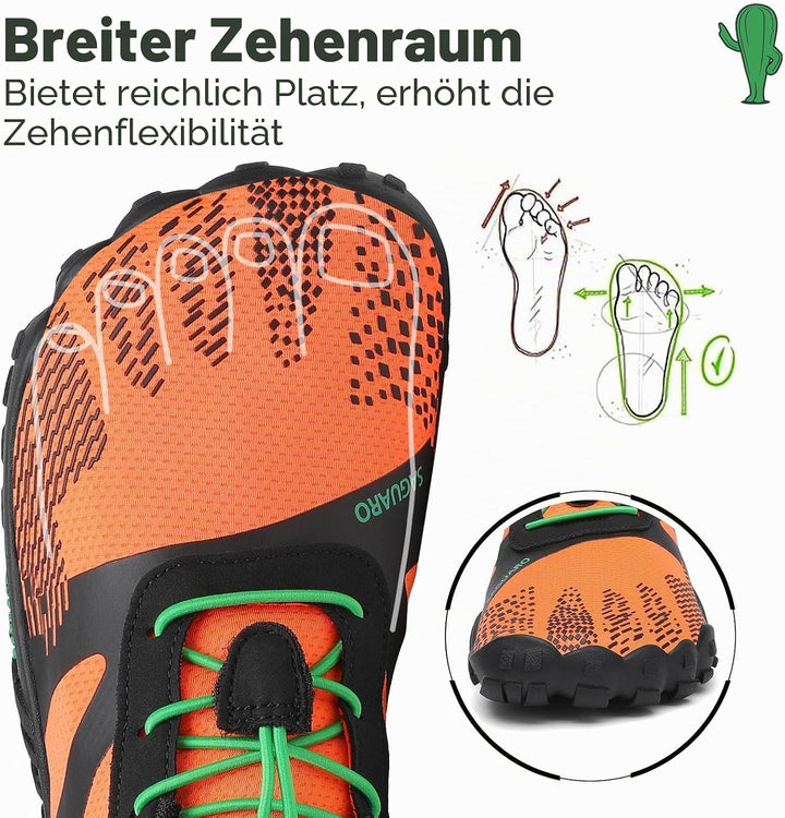 SAGUARO Unisex Barfussschuhe Leicht rutschfest Traillaufschuhe für Outdoor &amp; Indoor 41 EU Verkehr Or