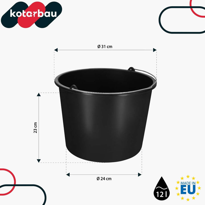 KOTARBAU 20er Set Baueimer 12 L aus Kunststoff Putzeimer Mörteleimer Zementeimer Wassereimer Gartene