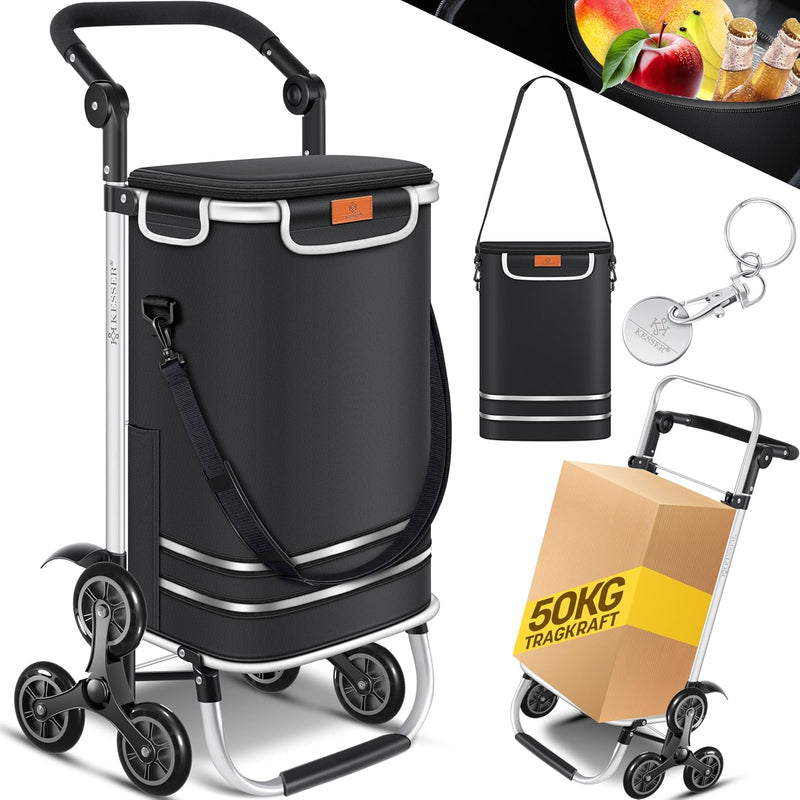 KESSER® Einkaufstrolley Treppensteiger mit Kühlfach klappbar mit 56L Kapazität und belastbar bis 50k