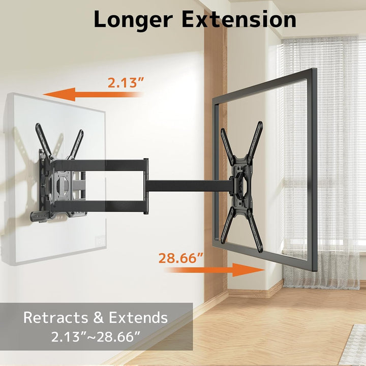 TV Wandhalterung mit 728 mm langem Schwenkarm, für 23–65 Zoll Fernseher, neigbar &amp; drehbar, VESA 400