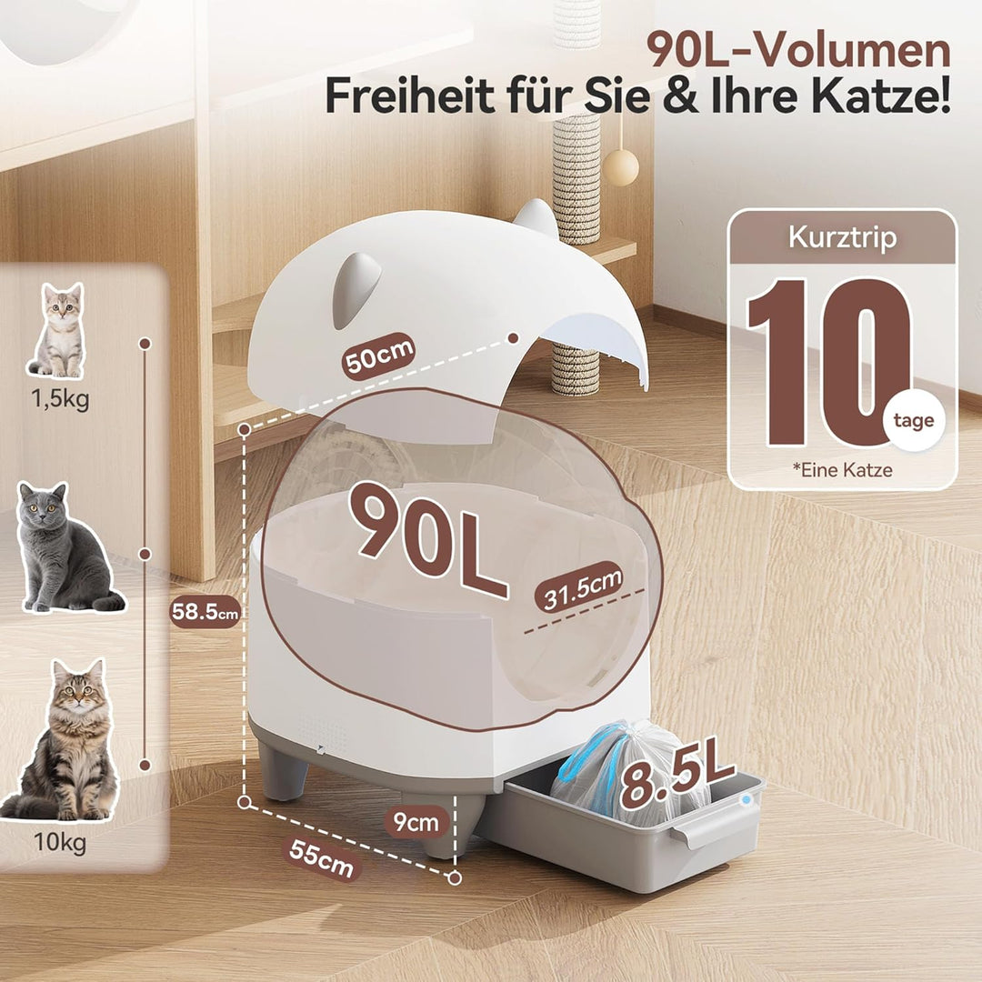 Devoko Katzenklo Selbstreinigend,Niedliche Katzenohren,Automatische Katzentoilette XXL,Fernsteuerung