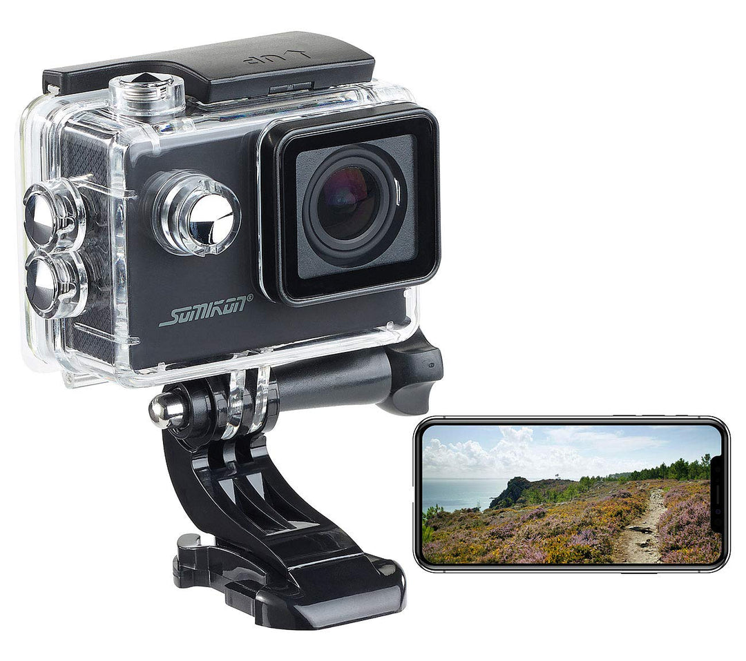 Somikon Action Cam 4K 60fps: Einsteiger-4K-Action-Cam, WLAN Full HD (60 fps) mit Unterwassergehäuse